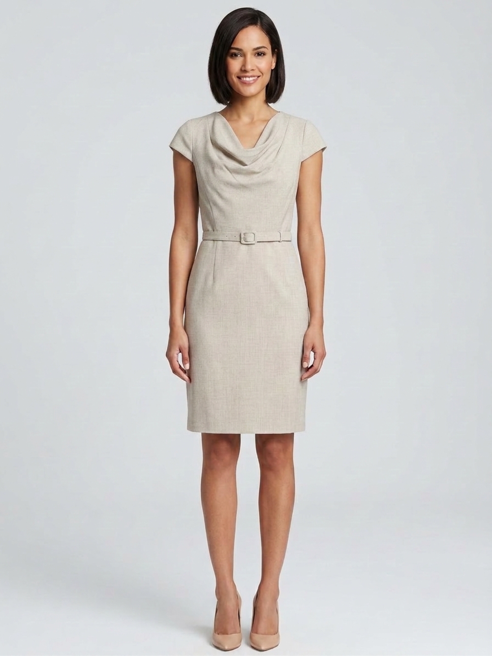 Calvin Klein light beige belted sheath dress, women’s size 10